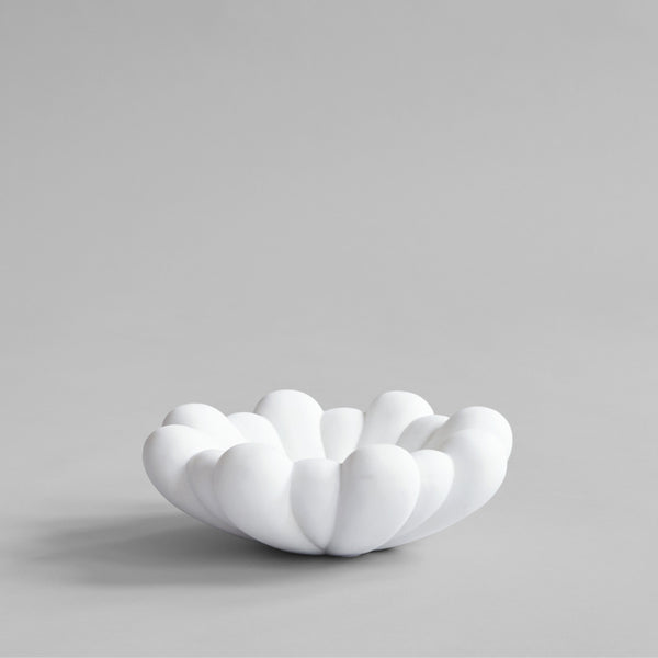 BLOOM Medium White Ceramic Bowl for Candle Sand