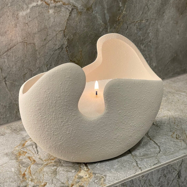 Beige Ceramic Vase for Pearled Candle Powder, Ceramic Bowls for Granulated Wax, Ceramics for Pearl Candles, Ceramics for Candle Sand