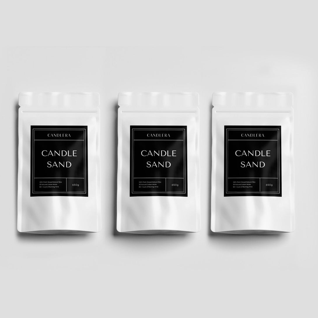 3-Pack Candle Sand Set, 1.95 kg/4.2 lb Total with 90 Wicks: Pearled White Wax Powder, Scent-Free Granulated Candle Wax, Pearl Candles Gift